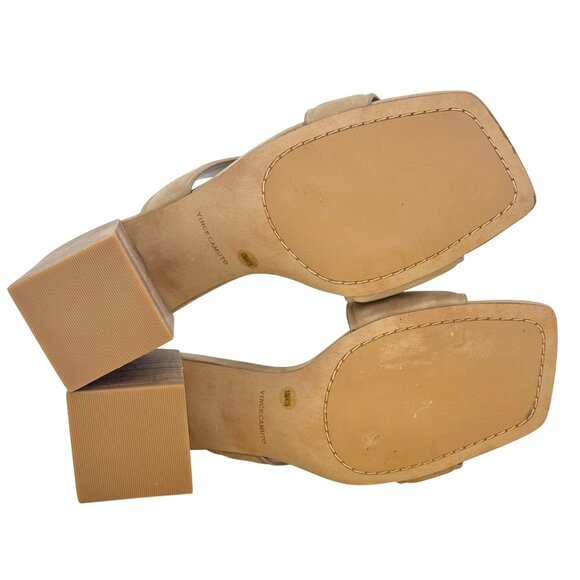 Vince Camuto Tan Suede Leather Jinani Asymmetrical Block-Heel Sandal Size 10 NEW - Picture 8 of 12